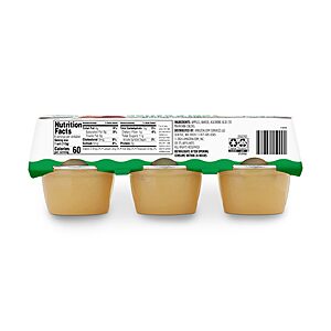 Amazon Grocery, Unsweetened Apple Sauce, 4 Oz, Pack of 6