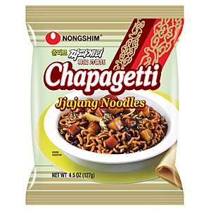 Nongshim Ramen Noodles, Gourmet Instant Ramen, Premium Microwavable Noodle, Chapagetti, 4.5 Ounce (Pack of 4)
