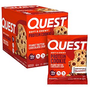 Quest Nutrition Peanut Butter Chocolate Chip High Protein Cookie, Keto Friendly, Low Carb, 24.5 Oz, 12 count (Pack of 1)~$10.16 After Coupon & S&S @ Amazon