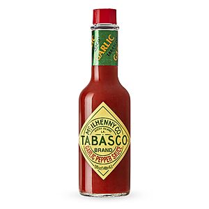 TABASCO&reg; Brand Cayenne Garlic Pepper Sauce, Mild Hot Sauce, Glass Bottle, Smoky & Zesty Blend with Savory Garlic, Bold Flavor 5 Fl Oz (Pack of 1)~$4.74 With S&S @ Amazon