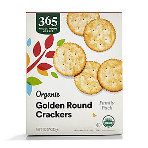 365 by Whole Foods Market, Organic Golden Round Crackers, 12 Ounce~$2.79 After Coupon & S&S @ Amazon~Buy 4 & Save More!