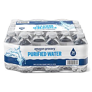 Amazon Grocery, Purified Water, Plastic Bottles, 10 Fl Oz, Pack 24~$2.29 @ Amazon~Buy 4 & Save More!