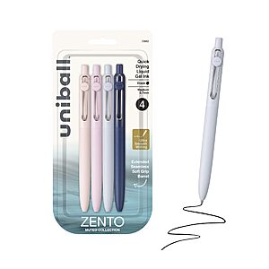 uniball&trade; Zento Gel Pens, Black Ink, 0.7mm Medium Point, 4 Count | Retractable, Smooth Writing, Quick-Drying, No Smear, No Bleed~$5.28 After Coupon & S&S @ Amazon