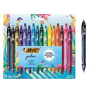 BIC Ocean Themed Gel Pens, Assorted Colors, Medium Point, 0.7 mm, 16-Count | Gelocity Quick Dry Series, School Supplies for Color-coding Notes~$9.50 With S&S @ Amazon