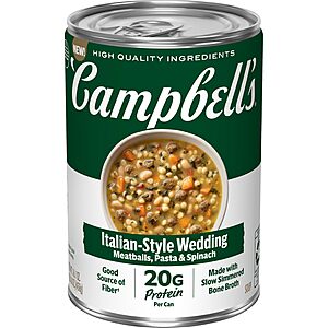 Campbell's Protein Italian Style Wedding Soup, 16.1 Oz~$2.23 After Coupon & S&S @ Amazon