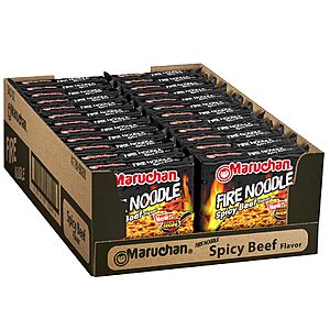 Maruchan Ramen Noodle Soup, FIRE Spicy Beef Flavor &ndash; Japanese-Style Instant Noodles, Quick & Easy Meal &ndash; 3 Oz. (22 Pack)~$9.44 After Coupon & S&S @ Amazon