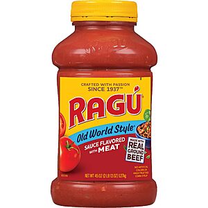 RAG&Uacute; Old World Style Sauce Flavored with Meat, Perfect for Italian Style Meals at Home, 45 oz & More~$3.18 After Coupon @ Amazon