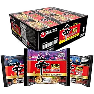 Nongshim Shin Ramyun Black Noodles, Spicy Korean Signature Instant Ramyun, Rich Beef Bone Broth 4.58 oz (Pack of 16)~$24.32 With S&S @ Amazon