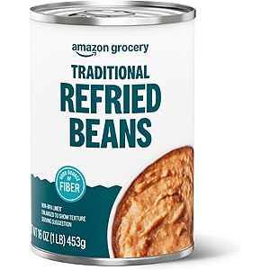Amazon Grocery, Canned Traditional Refried Beans, 16 Oz (Pack of 6)~$4.98 @ Amazon