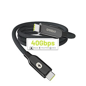 Omnibar 240W USB C to USB C Cable 3FT, USB4 40Gbps, 8K Video, USB-IF Cert $6.29
