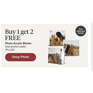 Walgreens Buy 1 Get 2 FREE Acrylic Blocks | Enter code 1PLUS2 at checkout thru April 18