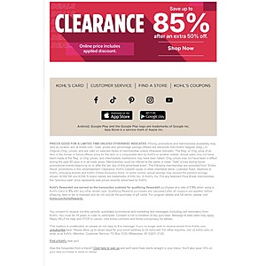 Kohl's Clearance Save Up to 80% Off after an extra 50% Off