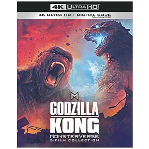Godzilla/Kong MV 5-Film Coll (4K Ultra HD) + Digital Code $49.99 plus extra 15% Off For New Gruv Users