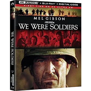 We Were Soldiers 4K UHD + Blu Ray+ Digital $13.49 Amazon