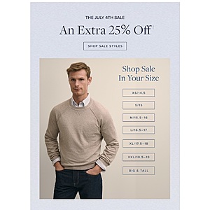 Brooks Brothers Extra 25% Off Clearance Sale