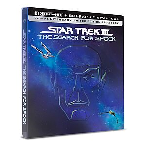 Star Trek III: Search for Spock 40th Anniversary Steelbook [4K UHD] $16.24 Amazon.com