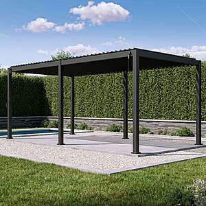 10' x 20' Mirador Louvered Pergola w/ Crank Opening Steel Louvers (Charcoal/White) $2255