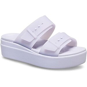 Crocs Women's Brooklyn Buckle Low Wedges Purple Moon 7 Medium