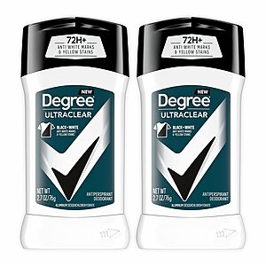 2-Pack 2.7-Oz Degree Men UltraClear Black+White Antiperspirant Deodorant $4.39 w/ S&S + Free Shipping w/ Prime or on $35+