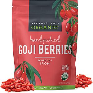 1-Lb Viva Naturals Organic Dried Goji Berries $9.99 w/ S&S + Free Shipping w/ Prime or on $35+