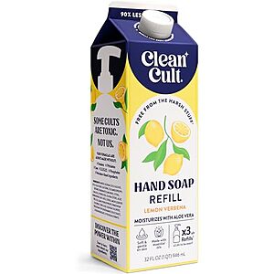 32-Oz Cleancult Liquid Hand Soap Refill (Lemon Verbena) $3.69 w/ S&S + Free Shipping w/ Prime or on $35+
