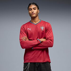 PUMA Portugal 2026 Home Long Sleeve Soccer Jersey Replica (Club Red/Green Lagoon) $23 + Free Shipping w/ Prime or on $35+