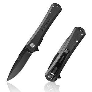 FLISSA K&Ouml;SMO 4.5" G10 Handle D2 Steel Flipper Pocket Knife (Black) $9.99