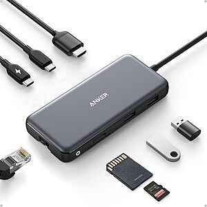 Anker USB-C Hub, 8-in-1 Multiport Ethernet Adapter with 4K@60Hz HDMI Port $35.99