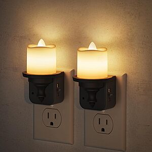 2-Count JandCase Flameless Candle Plug-In LED Night Lights w/ Dusk-to-Dawn Sensor (0-100 Lumens, 2000K Amber or 3000K Soft White) $5.99 ($3 each)+ Free Shipping w/ Prime or on $35+