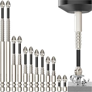 High Magnetic Screwdriver Drill Bit Set - 12Pcs K5 Impact Resistant Non Slip Bit - Magnetic Screwdriver Set - Screwdriver Bit Set - 25 50 65 70 90 150mm (12Pcs)