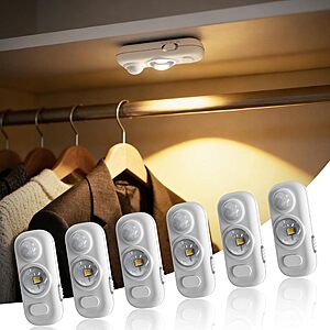 JandCase Under Cabinet Lighting, [6 Pack] Rechargeable Battery Operated Motion Sensor Light Indoor, 3000K/4000K/5000K Wireless Magnetic Dimmable Closet Lights for for Kitchen, Stairs