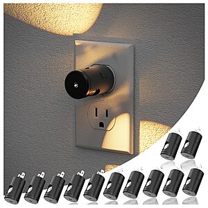 12-Count JandCase 180&deg; Rotating Mini Lens LED Night Lights w/ Dusk-to-Dawn Sensor (3 Color Temperatures, Dimmable) $19.99 ($1.67 each) & More + Free Shipping w/ Prime or on $35+