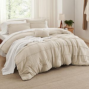 4-Piece Bedsure Full Pinch Pleat Comforter Set w/ Pillowcases & Decorative Pillow (Full Size, Linen Color) $17.09 & More + Free Shipping w/ Prime or on $35+