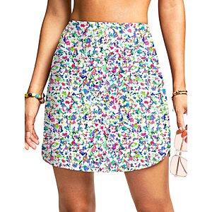 Viodia Women's 18"/20" Long Swim Skirt High Waisted Modest Swimsuits Skirt Bathing Suit Tummy Control Swim Bottoms Abstract Floral M