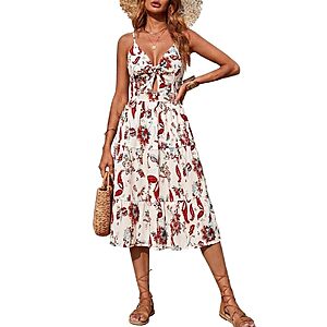 Angashion Women's Cutout Midi Sundress w/ Adjustable Straps & Pockets (S-XL, Select Colors/Prints) $12.99 + Free Shipping w/ Prime or on $35+