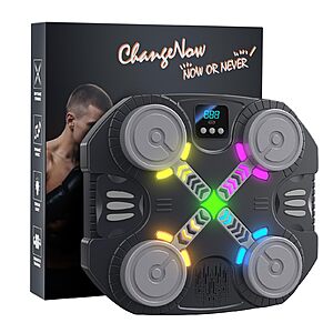 changenow Music Boxing Machine for Kids w/ Bluetooth, Sound & Lights, Wall-Mounted Target & Gloves $17.99 + Free Shipping w/ Prime or on $35+