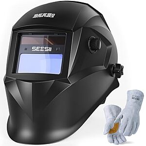 SEESII Auto-Darkening True Color Welding Helmet w/ 13" Heat-Resistant Gloves (TIG/MIG/ARC/Grind) $28.19 + Free Shipping w/ Prime or on $35+