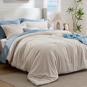3-Piece Bedsure All-Season Cationic Dyed Comforter Set (Beige): Queen $19.93 or King $22.93 + Free Shipping w/ Prime or on $35+