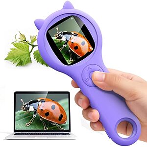 Ashfly Kids' 500X Rechargeable Handheld Digital Microscope w/ 2" IPS Screen (Purple) $10.79 + Free Shipping w/ Prime or on $35+