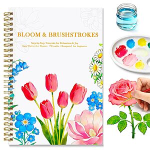 16-Sheet Creazic Floral Watercolor Workbook for Beginners on 140-Lb Cold Press Paper $2.84 + Free Shipping w/ Prime or on $35+
