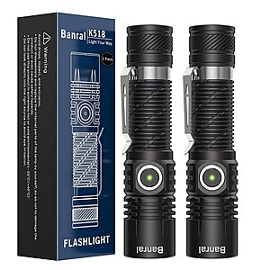 2-Count Banral K518 USB-C Rechargeable Mini LED Flashlights w/ 4 Modes & 500m Beam Range $9.79 ($4.90 each) + Free Shipping w/ Prime or on $35+