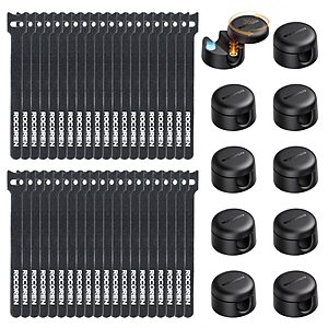 50-Piece Rocoren Cable Management Kit w/ 10 360&deg; Rotating Magnetic Cable Clips & 40 Reusable Cable Ties $7.79 & More + Free Shipping w/ Prime or on $35+