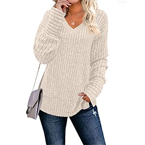 JomeDesign Women's Long-Sleeve V-Neck Sweater (S-XXL, Select Colors) $6.29 + Free Shipping w/ Prime or on $35+
