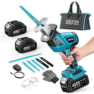 [Prime] SEESII 21V Brushless Cordless Reciprocating Saw w/ 2 x 4.0Ah Batteries, 6 Blades & Carrying Bag $28.49 + Free Shipping