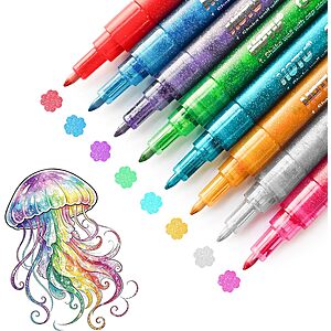 [Prime] 8-Pack HOTU 0.7mm Fine Tip Glitter Marker Pens (Assorted Colors) $5.49 + Free Shipping