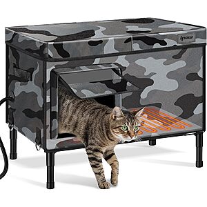 IPOW XL 6-Layer Insulated Heated Outdoor Cat House w/ Heated Pad (25.59" x 16.54" x 12.99", Gray) $25.99 + Free Shipping w/ Prime or on $35+