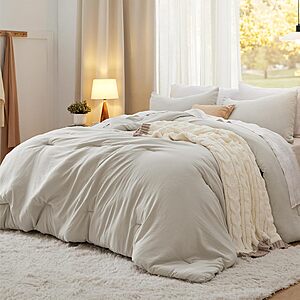 Prime: 3-Piece Bedsure All Seasons Comforter Set (Beige): Queen $20.79, King $22.09 + Free Shipping
