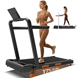 CURSOR FITNESS 17% Incline Foldable Walking Pad Treadmill (Under-Desk or w/ Handles, 330-Lb Capacity) $114.99 + Free Shipping