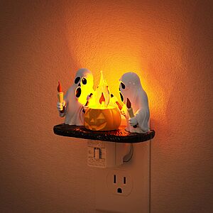 JandCase Halloween Plug-In Night Light: Ghost w/ LED Flickering Flames $11.24, RGB Color-Changing Jack-o'-Lantern Projector $14.99 & More + Free Shipping w/ Prime or on $35+
