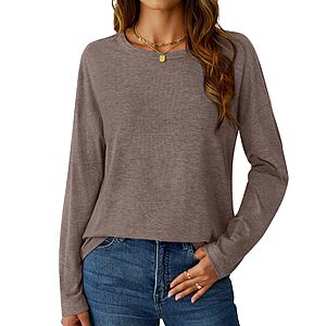 GKBK Women's Long Sleeve Crew Neck Casual Shirt (S-XXL, Various Colors) $5 + Free Shipping w/ Prime or on $35+